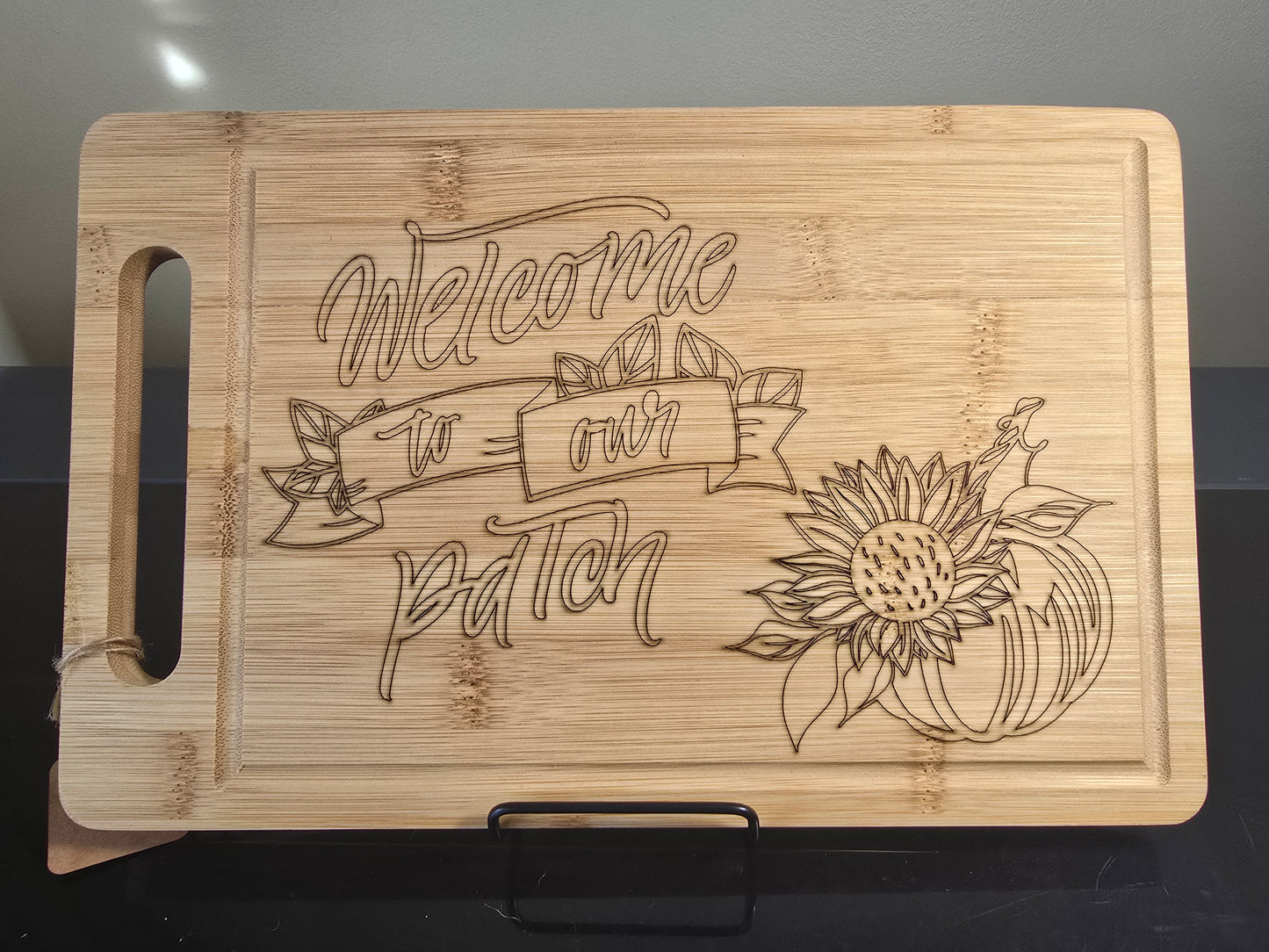 Welcome To Our Patch Bamboo Cutting Board with Juice Groove