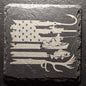 Outdoors American Flag Square Slate Coaster