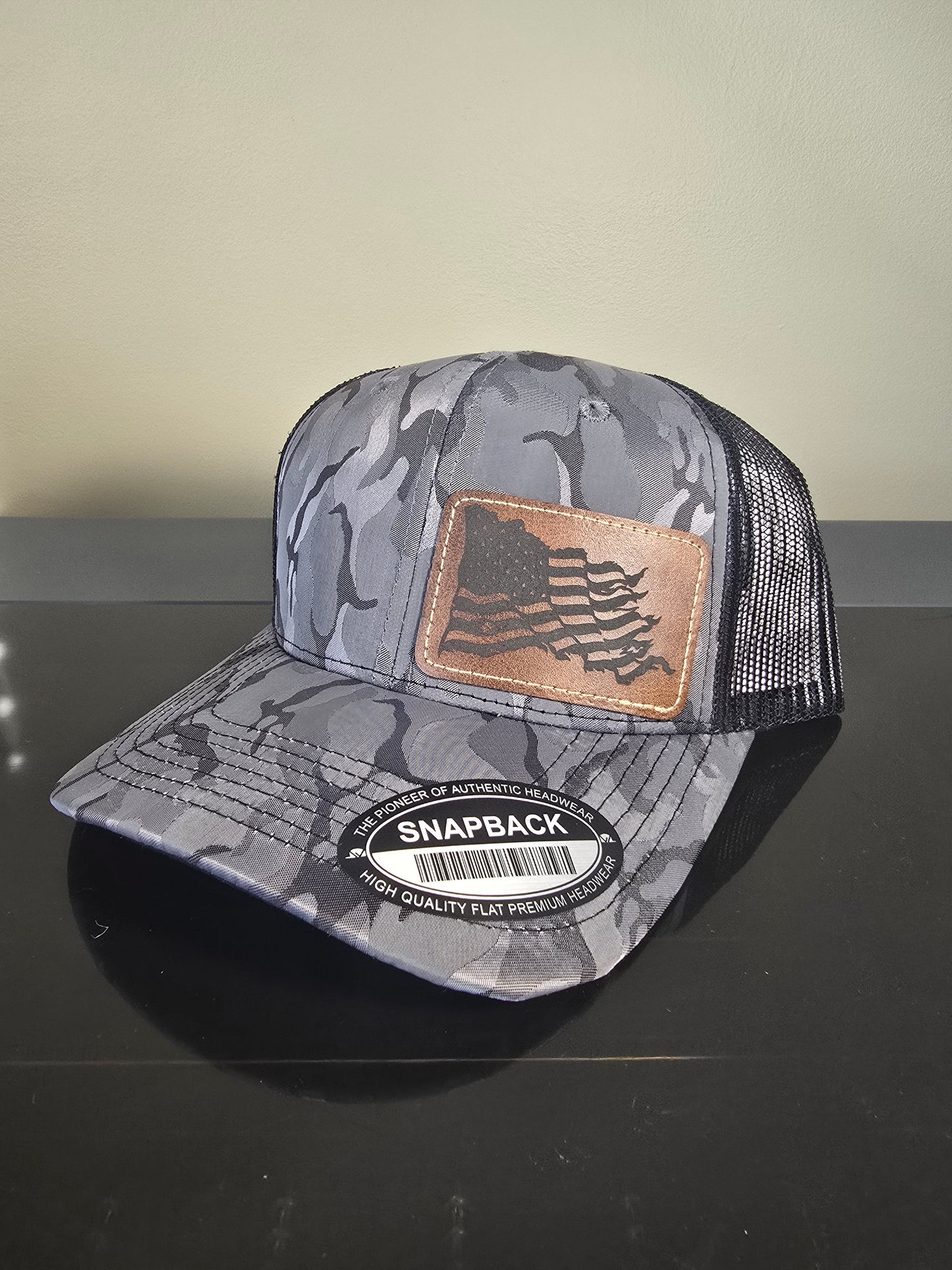 Gray Camo Snapback Hat - Old Glory