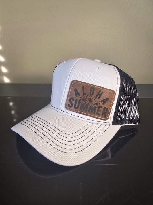White & Black Snapback Hat - Aloha Summer