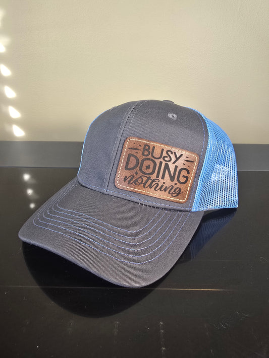 Gray & Blue Snapback Hat - Busy Doing Nothing