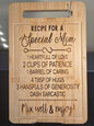 Recipe for a Special Mom Bamboo Cutting Board with Juice Groove
