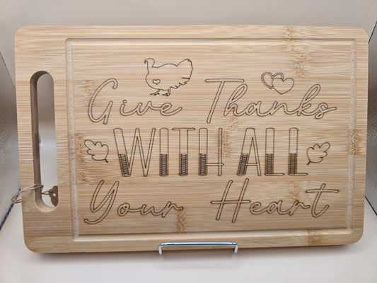 Give Thanks Bamboo Cutting Board with Juice Groove